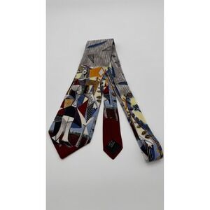Vintage Picasso Woman Sitting in a Garden Silk Tie Abstract Art Museum Italy